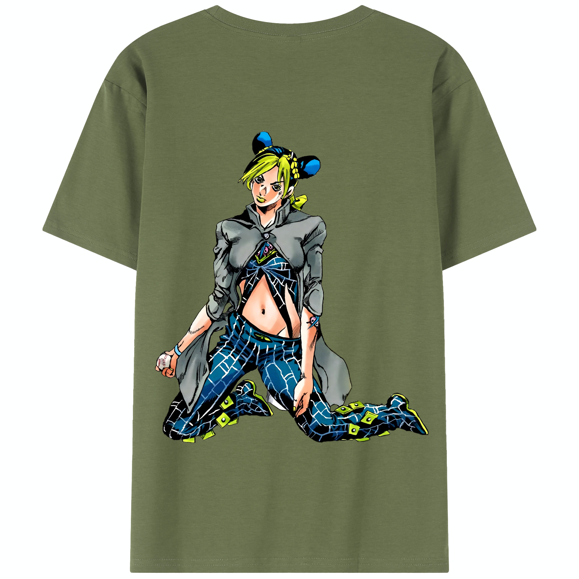 （画像用） "ジョジョの奇妙な冒険 くうじょう ジョリーン JoJo's Bizarre Adventure Jolyne Cujoh " 綿100％半袖Tシャツ（背面プリント）